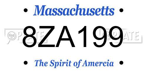 8ZA199 Massachusetts License Plate
