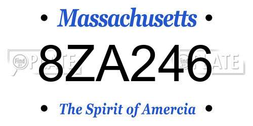 8ZA246 Massachusetts License Plate