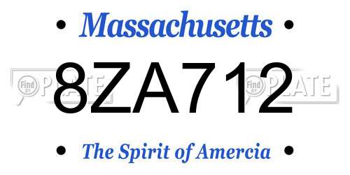 8ZA712 Massachusetts License Plate