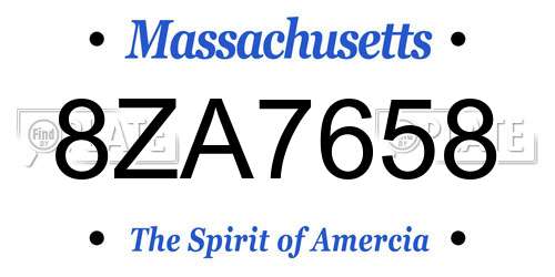 8ZA7658 Massachusetts License Plate