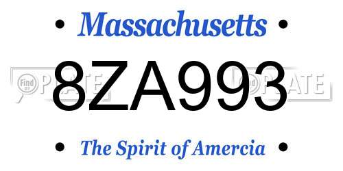 8ZA993 Massachusetts License Plate