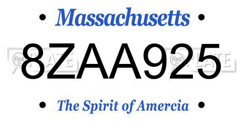 8ZAA925 Massachusetts License Plate