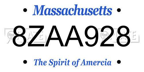 8ZAA928 Massachusetts License Plate
