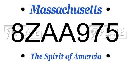 8ZAA975 Massachusetts License Plate