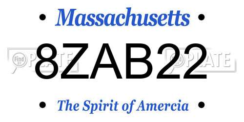 8ZAB22 Massachusetts License Plate