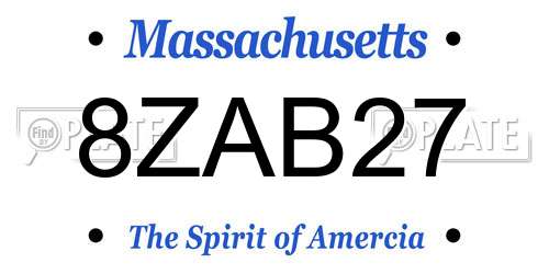 8ZAB27 Massachusetts License Plate