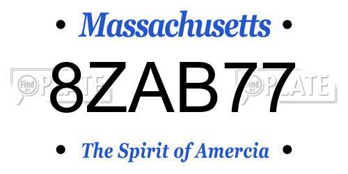 8ZAB77 Massachusetts License Plate