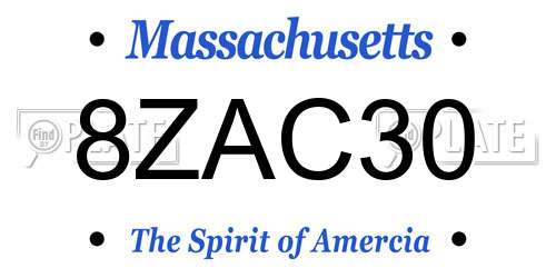 8ZAC30 Massachusetts License Plate