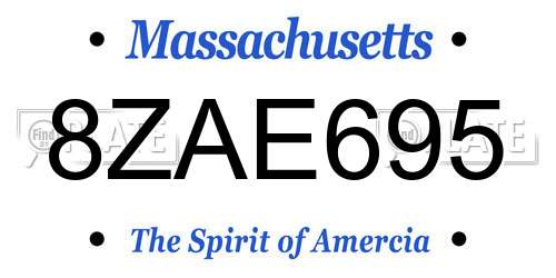 8ZAE695 Massachusetts License Plate