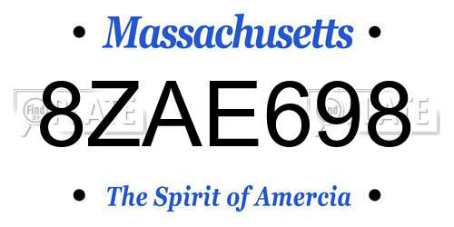 8ZAE698 Massachusetts License Plate