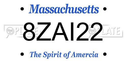 8ZAI22 Massachusetts License Plate