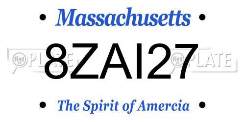 8ZAI27 Massachusetts License Plate