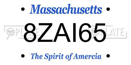 8ZAI65 Massachusetts License Plate