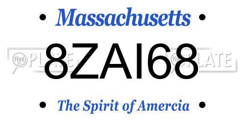 8ZAI68 Massachusetts License Plate