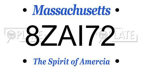 8ZAI72 Massachusetts License Plate