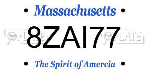 8ZAI77 Massachusetts License Plate