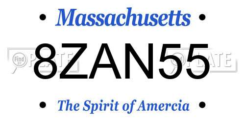 8ZAN55 Massachusetts License Plate