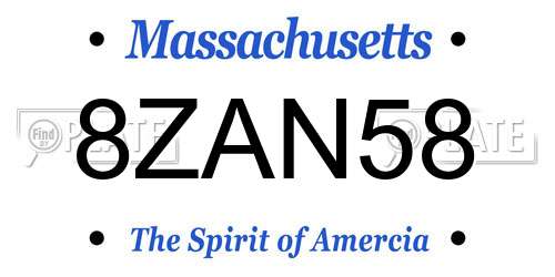 8ZAN58 Massachusetts License Plate