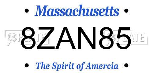 8ZAN85 Massachusetts License Plate