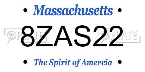8ZAS22 Massachusetts License Plate