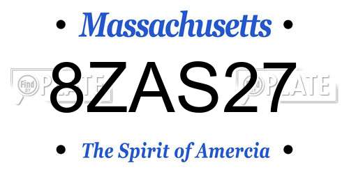 8ZAS27 Massachusetts License Plate