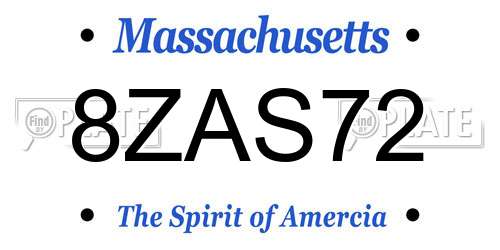 8ZAS72 Massachusetts License Plate