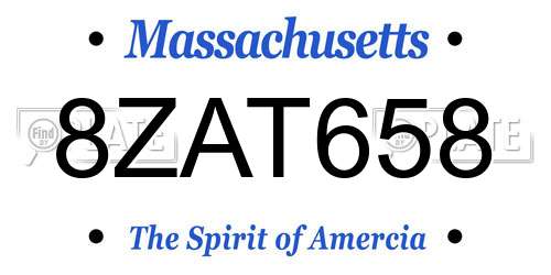 8ZAT658 Massachusetts License Plate