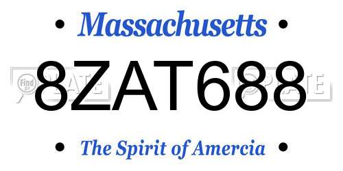 8ZAT688 Massachusetts License Plate
