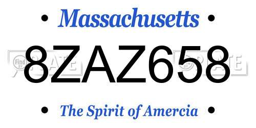 8ZAZ658 Massachusetts License Plate
