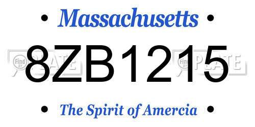 8ZB1215 Massachusetts License Plate