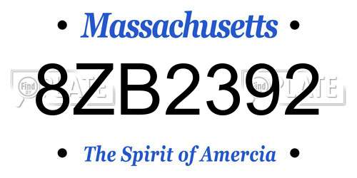 8ZB2392 Massachusetts License Plate