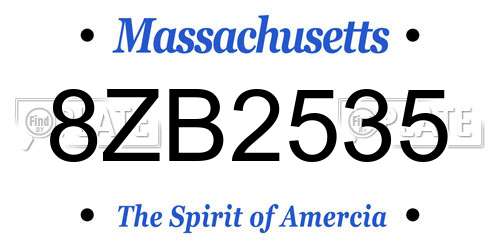 8ZB2535 Massachusetts License Plate