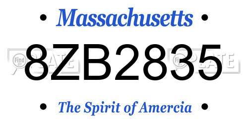 8ZB2835 Massachusetts License Plate