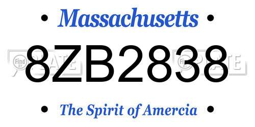8ZB2838 Massachusetts License Plate