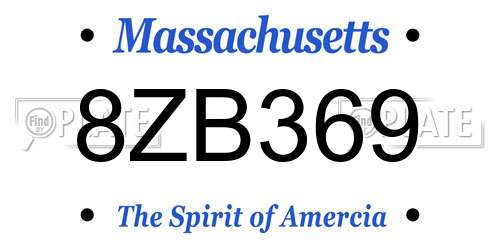 8ZB369 Massachusetts License Plate