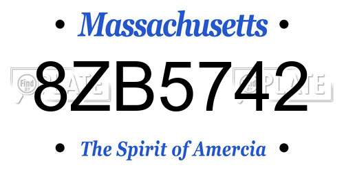 8ZB5742 Massachusetts License Plate