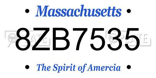 8ZB7535 Massachusetts License Plate