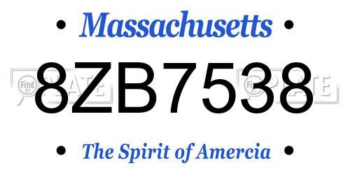 8ZB7538 Massachusetts License Plate