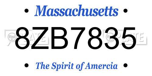 8ZB7835 Massachusetts License Plate
