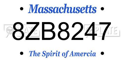 8ZB8247 Massachusetts License Plate