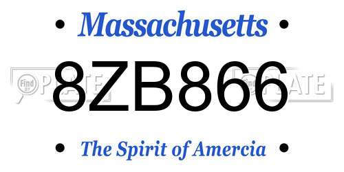 8ZB866 Massachusetts License Plate