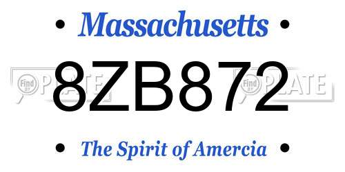 8ZB872 Massachusetts License Plate