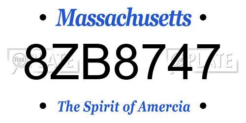 8ZB8747 Massachusetts License Plate