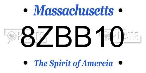 8ZBB10 Massachusetts License Plate