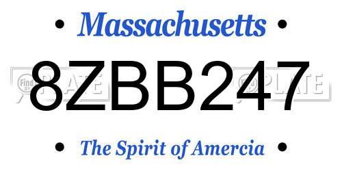 8ZBB247 Massachusetts License Plate