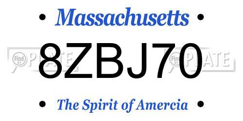 8ZBJ70 Massachusetts License Plate