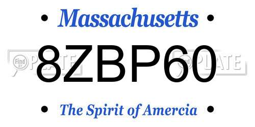 8ZBP60 Massachusetts License Plate