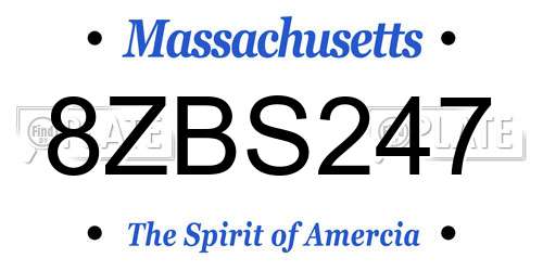8ZBS247 Massachusetts License Plate