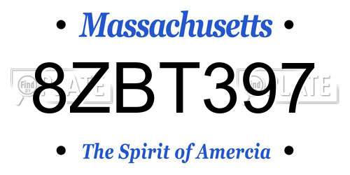 8ZBT397 Massachusetts License Plate