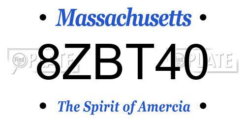8ZBT40 Massachusetts License Plate